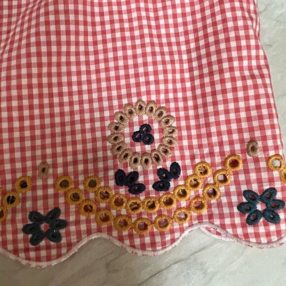 Madewell Tank Top Red White Embroidered Checkered Gingham Sleeveless Sz XS - Picture 7 of 8